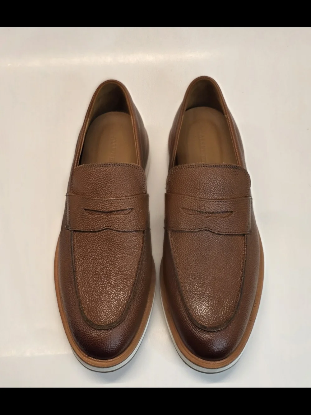 New Allen Edmonds Shoes Mens 10.5D Brown Benson Pebbled Leather Penny Loafer